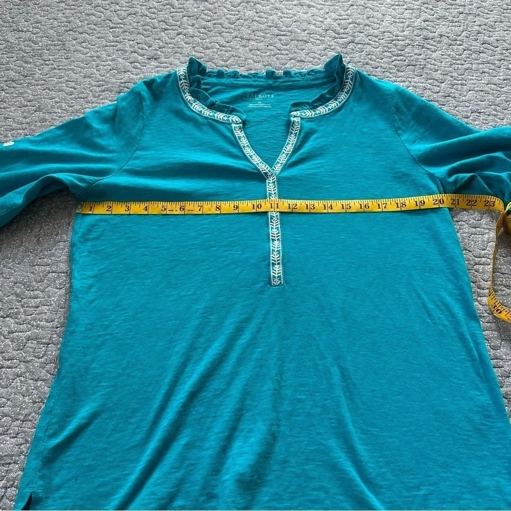 Talbots Teal Peasant Top LP